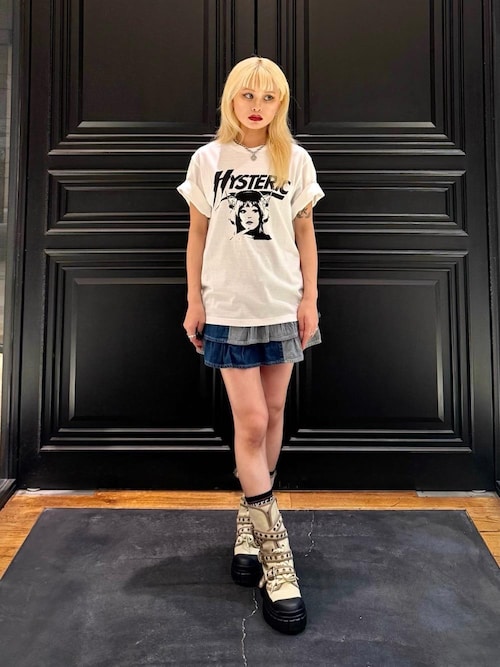 【ヒステリックグラマー】ROLLING HEART  デニムフリルスカート ROLLING HEART スクラッチフリルスカート|HYSTERIC GLAMOUR