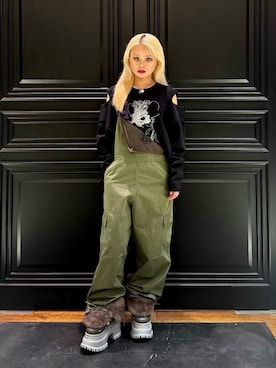 「アイテム（つなぎ/オールインワン）」を使った、aykさん（レディース・157cm）の秋コーディネート