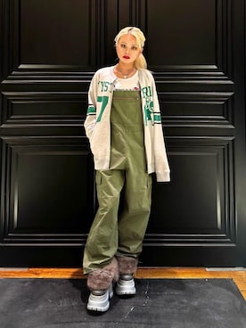 「アイテム（つなぎ/オールインワン）」を使った、aykさん（レディース・157cm）の秋コーディネート