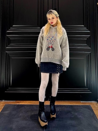 HYSTERIC GLAMOUR NOKO CHAN刺繍オーバーサイズパーカー HYSTERIC GLAMOUR（ヒステリックグラマー）の「NOKO CHAN刺繍 オーバー