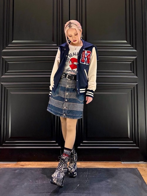 スクラッチAラインデニムミニスカート（デニムスカート）｜HYSTERIC