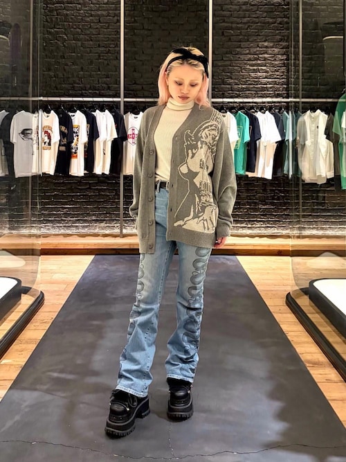 SNAKE LOOP柄デニムフレアパンツ（デニムパンツ）｜HYSTERIC GLAMOUR