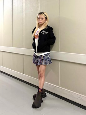 「HYSTERIC GLAMOUR（ヒステリックグラマー）のAFRO GIRL ソックス（ソックス/靴下、ブラック系）」を使った、aykさん（レディース・157cm）の春コーディネート