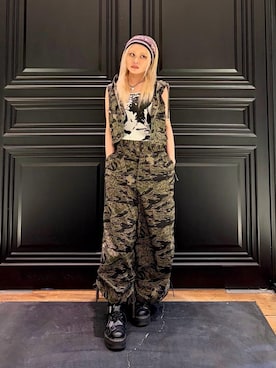 「HYSTERIC GLAMOUR（ヒステリックグラマー）のSMOKE ON THE WATER キャミソール（キャミソール、ホワイト系）」を使った、aykさん（レディース・157cm）の春コーディネート