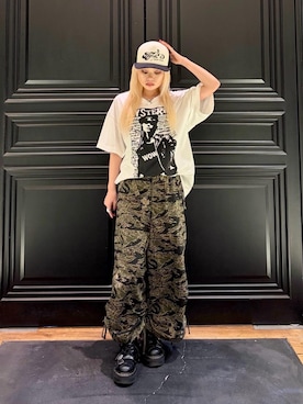 「HYSTERIC GLAMOUR（ヒステリックグラマー）のENJOY ROCK メッシュキャップ（キャップ、ブラック系）」を使った、aykさん（レディース・157cm）の春コーディネート