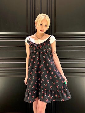 「HYSTERIC GLAMOUR（ヒステリックグラマー）のSTRAWBERRY FREAK チビTシャツ（Tシャツ/カットソー、ホワイト系）」を使った、aykさん（レディース・157cm）の夏コーディネート