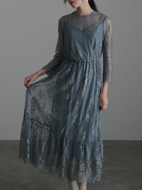 atlo ドレス ミモレ丈＆袖ありフォーマルカシュクールセレモニー