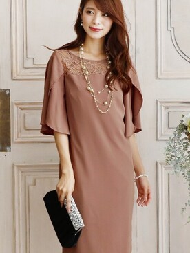 「アイテム（ドレス、ピンク系）」を使った、SHOP STAFFさん（レディース・162cm）の秋コーディネート