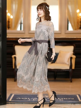 「アイテム（ドレス、グレー系）」を使った、SHOP STAFFさん（レディース・162cm）の秋コーディネート