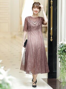 「アイテム（ドレス、ピンク系）」を使った、SHOP STAFFさん（レディース・162cm）の秋コーディネート