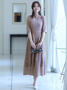 「アイテム（ドレス、ピンク系）」を使った、SHOP STAFFさん（レディース・168cm）の秋コーディネート