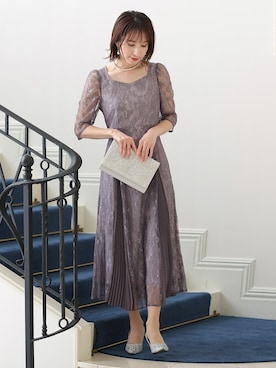 「アイテム（ドレス、グレー系）」を使った、SHOP STAFFさん（レディース・163cm）の秋コーディネート