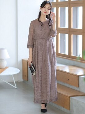 「アイテム（ドレス、ピンク系）」を使った、SHOP STAFFさん（レディース・168cm）の秋コーディネート