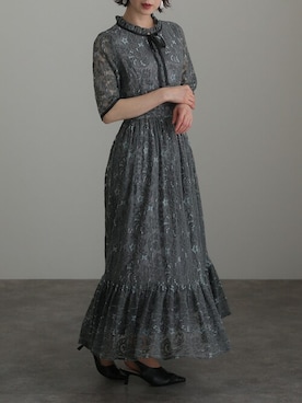 「アイテム（ドレス、グレー系）」を使った、SHOP STAFFさん（レディース・163cm）の秋コーディネート