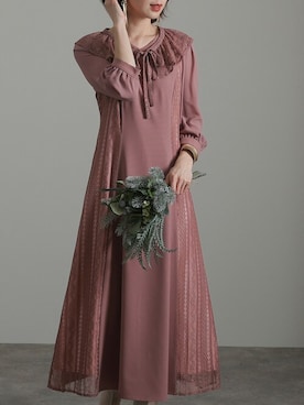 「アイテム（ドレス、ピンク系）」を使った、SHOP STAFFさん（レディース・164cm）の秋コーディネート