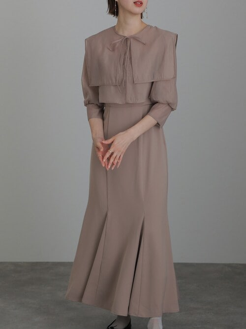 atlo（アトロ） ドレス 七分袖＆ロング パーティードレス オーガンジー