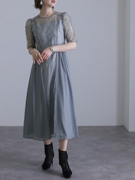 「アイテム（ドレス、グレー系）」を使った、SHOP STAFFさん（レディース・163cm）の冬コーディネート