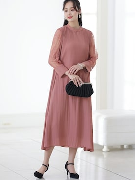 「アイテム（ドレス、ピンク系）」を使った、SHOP STAFFさん（レディース・168cm）の冬コーディネート