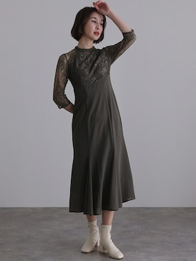 「アイテム（ドレス、グレー系）」を使った、SHOP STAFFさん（レディース・163cm）の冬コーディネート