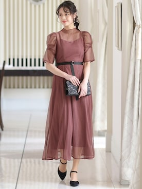 「アイテム（ドレス、ピンク系）」を使った、SHOP STAFFさん（レディース・168cm）の冬コーディネート