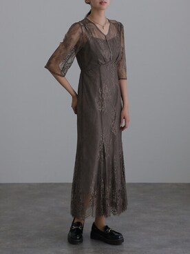 「アイテム（ドレス、グレー系）」を使った、SHOP STAFFさん（レディース・162cm）の春コーディネート