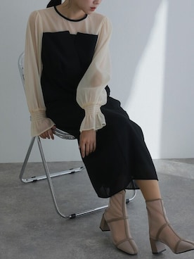 「アイテム（ドレス、ホワイト系）」を使った、SHOP STAFFさん（レディース・162cm）の春コーディネート