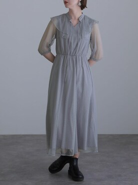 「アイテム（ドレス、グレー系）」を使った、SHOP STAFFさん（レディース・163cm）の春コーディネート