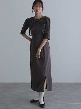 「アイテム（ドレス、グレー系）」を使った、SHOP STAFFさん（レディース・162cm）の春コーディネート