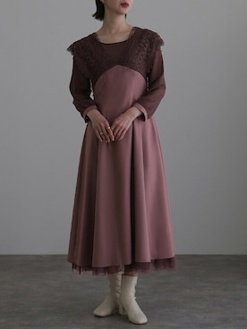 「アイテム（ドレス、ピンク系）」を使った、SHOP STAFFさん（レディース・163cm）の春コーディネート