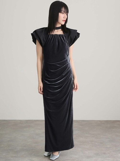 新品未使用andresdミモレ丈＆袖ありフォーマルタイトバルーンスリーブドレス 新品未使用andresdミモレ丈＆袖ありフォーマルタイトバルーンスリーブ