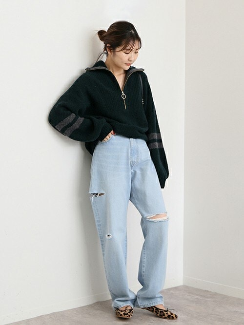 slobe iena ハーフジップニット 2026年最新】french wool畦ハーフジップニットプルオーバー slobeの