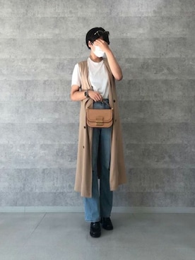 「CHARLES & KEITH（チャールズ & キース）のCharlot シャーロット バッグ（ショルダーバッグ、ブラウン系）」を使った、CHARLES & KEITHさん（レディース・160cm）の夏コーディネート