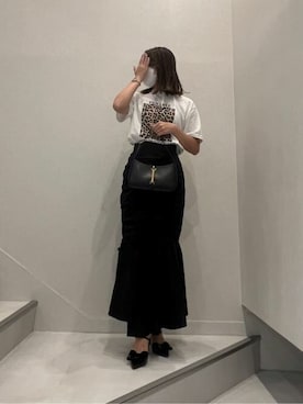 「CHARLES & KEITH（チャールズ & キース）のCesia セシア メタリックアクセントショルダーバッグ（ショルダーバッグ、ブラック系）」を使った、CHARLES & KEITHさん（レディース・160cm）の夏コーディネート