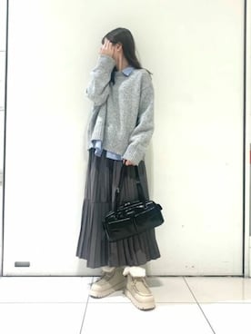 「CHARLES & KEITH（チャールズ & キース）のRachel レイチェル イロンゲイテッドマルチポケットショルダーバッグ（ショルダーバッグ）」を使った、CHARLES & KEITHさん（レディース・160cm）の冬コーディネート