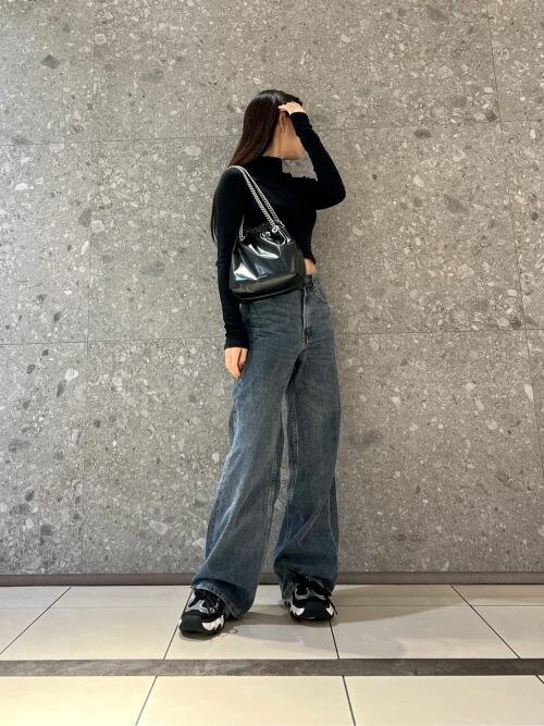   JEANS★チャンキー レースアップ★BLACK/GREY CHARLES & KEITH レースアップ チャンキーアンクルブーツ