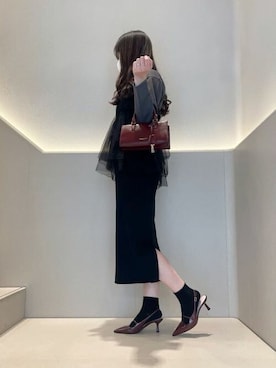 「アイテム（トートバッグ、パープル系）」を使った、CHARLES & KEITHさん（レディース・160cm）の冬コーディネート