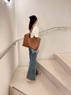 「CHARLES & KEITH（チャールズ & キース）のアイテム（トートバッグ）」を使った、CHARLES & KEITHさん（レディース・160cm）の夏コーディネート