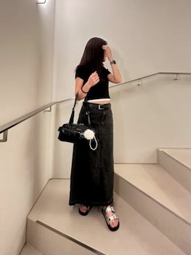 「CHARLES & KEITH（チャールズ & キース）のRachel レイチェル イロンゲイテッドマルチポケットショルダーバッグ（ショルダーバッグ）」を使った、CHARLES & KEITHさん（レディース・160cm）の夏コーディネート