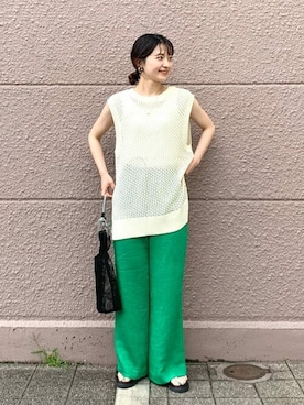 「カラー×コーデ」｜「アイテム（バッグ）」を使った、momokoさん（レディース・159cm）の夏コーディネート