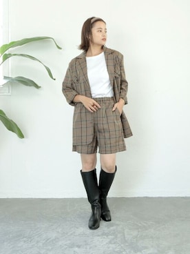 「定番」｜「アイテム（ブーツ）」を使った、sr__aさん（レディース・152cm）の秋コーディネート