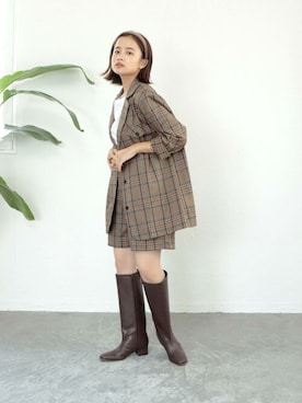 「定番」｜「アイテム（ブーツ）」を使った、sr__aさん（レディース・152cm）の秋コーディネート