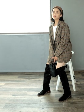「定番」｜「アイテム（ブーツ）」を使った、sr__aさん（レディース・152cm）の秋コーディネート