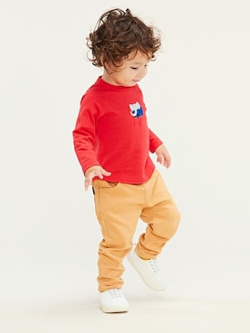 「Moujonjon（ムージョンジョン）のアイテム」を使った、こどもの森e-shopさん（キッズ・90cm）の春コーディネート