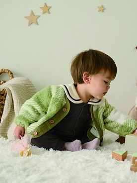 「ロンパース」｜「アイテム（ブルゾン）」を使った、こどもの森e-shopさん（キッズ・80cm）の秋コーディネート