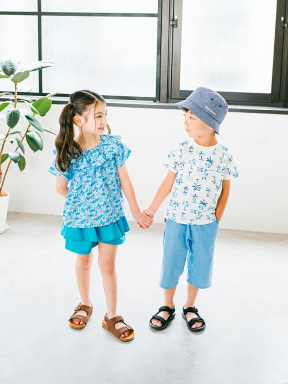 「子供服、マリン、兄弟コーディネート、マリンスタイル、マリンコーデ、ブルーコーデ、夏コーデ、子供コーデ、姉妹コーデ、リンクコーデ」｜こどもの森e-shopさん（キッズ・110cm）の夏コーディネートの1枚目の写真