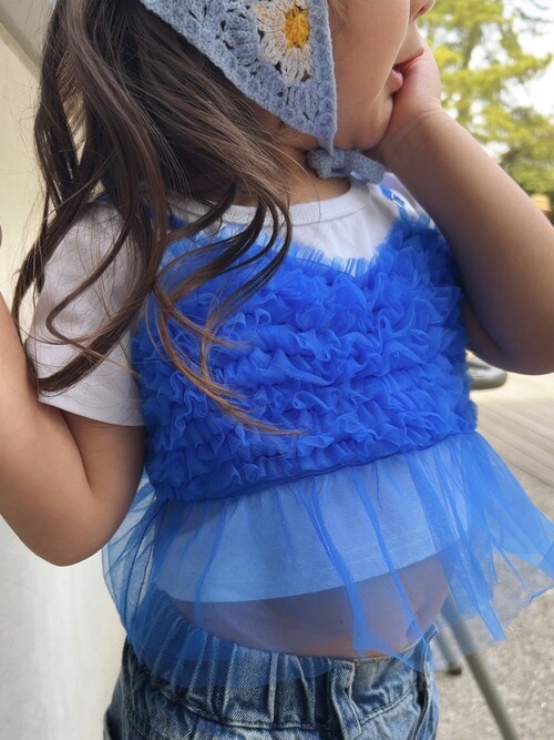 フリル付きブルーキャミソール Ambre Neige キャミソール frill ribbon camisole / カップ付き