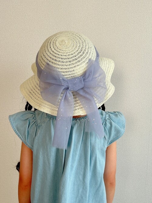 洗えるたためるキラキラチュールビッグリボンハット・帽子（ハット