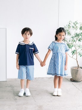 「Moujonjon（ムージョンジョン）のアイテム（パンツ）」を使った、こどもの森e-shopさん（キッズ・110cm）の夏コーディネート