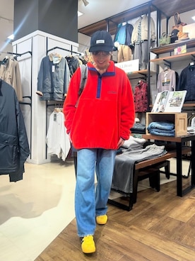 「アイテム（その他トップス、レッド系）」を使った、LLB桂川店さん（レディース・161cm）の秋コーディネート