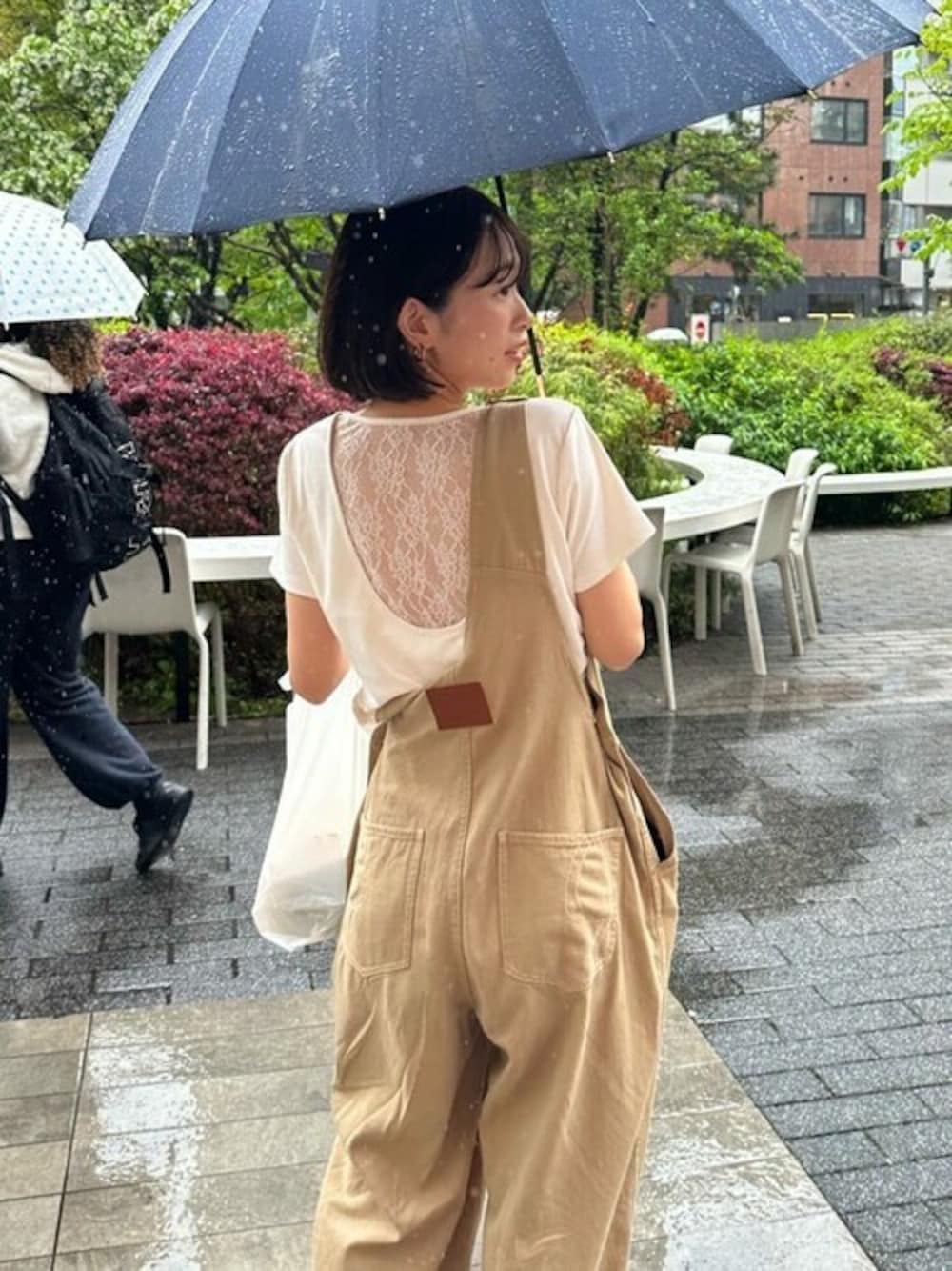 「カジュアル、レース、白Tシャツ、バックレース、パット付き」｜「RAY CASSINのBACKレースドロストT（Tシャツ/カットソー、ホワイト系）」を使った、RAYCASSIN_officialさん（レディース・152cm）の春コーディネートの1枚目の写真